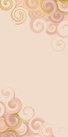 Pastel neutral fluid swirl vertical background with golden elements to create a trendy cover. Beige texture for web design. vector