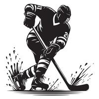 Dynamic Ice Hockey Player Silhouette in Action vector