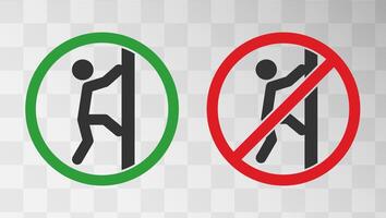 No climbing and climbing allowed icon symbol. Climbing not allowed sign. Do not climb logo. illustration image. vector