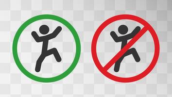 No climbing and climbing allowed icon symbol. Climbing not allowed sign. Do not climb logo. vector
