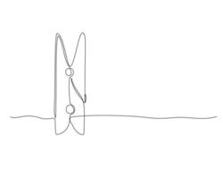 Clothesline with pin and peg one continuous line drawing. Laundry outline sign vector