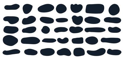 Irregular blob shape asymmetric elements. illustration set. Heart, oval and crown form vector