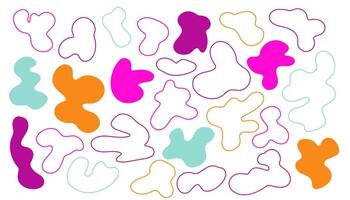 Irregular color and line blob shape. illustration set. Splotch drop vector