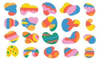 Irregular blob colorful funny bright shape asymmetric elements. illustration set. vector