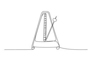 One line musical metronome. Outline continuous sketch. vector