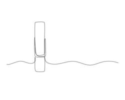 Clothesline with pin and peg one continuous line illustration. vector