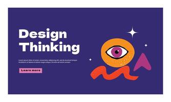 A landing page with abstract noise and rough shapes on the topic of design thinking. A website design template for psychology. vector