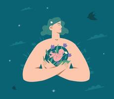 A female figure with a newborn inside. A metaphor for the loss of a baby, an abortion, and the grief of a child's death. A symbol of the memory of a dead fetus. vector
