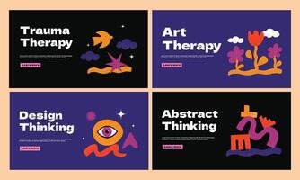 A set of website templates for psychological services. Layouts with abstract uneven textured shapes. vector