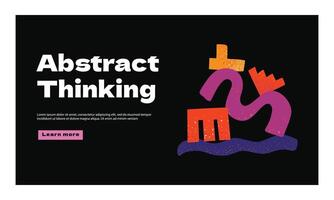 A landing page template with rough textured shapes on the theme of abstract thinking. A website design template for psychology. vector