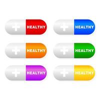 Supplements, vitamins. Multicolored pills. Healthy. illustration vector
