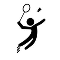 Silhouette of Badminton Player Jumping Action. vector