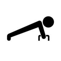 People doing push up using push up bar Silhouette icon. vector