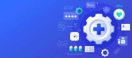 Robotic Process Automation in Healthcare banner illustration vector