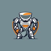 Modern Sci-Fi Robot with High Tech Armor Illustration vector