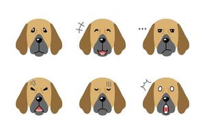 Set of character great dane dog faces showing different emotions vector