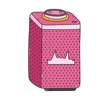 Cute colourful doodle vertical smart assistant speaker playing music or talking. Virtual AI voice control with wireless loudspeaker to manage the house. Internet of things technique with outline. vector