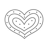 Cute outline repeated heart with dots in Y2k aesthetic. Doodle retro love symbol from 90s and 00s. Hand drawn simple heart with print isolated on white background. Nostalgia for 1990s vibes. vector