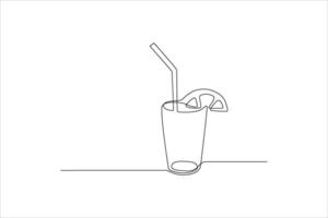 continuous line illustration of an orange drink vector
