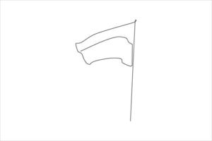 waving flag continuous line illustration vector