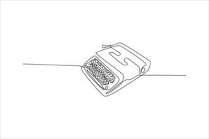 continuous line illustration of ancient typewriter vector