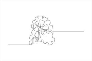 technology gear continuous line illustration vector