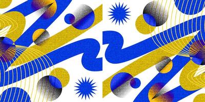 Abstract and Minimalist Banner Design for Branding, Advertising or Promotion. Creative Background in Blue and Yellow Colors with Texture Effect vector
