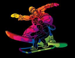 Abstract Graffiti Snowboard Players Snowboarder Mix Action vector