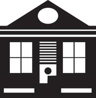 Stylish House building with a clock on it vector
