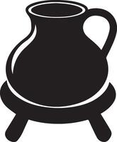 a black and white drawing of a pitcher on a stand vector
