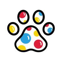 dog paw icon footprint polka dot candy logo colorful symbol cartoon character illustration doodle clip art design vector