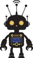 A cartoon robot with a wireless signal vector
