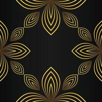 Golden frame with floral pattern on black background vector