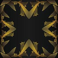 Golden frame with floral pattern on black background vector