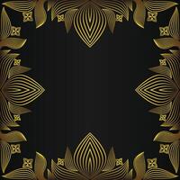 Golden frame with floral pattern on black background vector