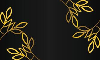 Golden leaves on black background vector