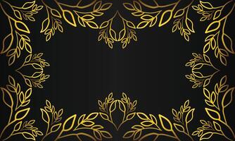 Golden floral frame on black background vector