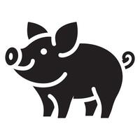 A silhouette of a pig in black and white on a white background vector