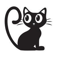 Black Cat icon Illustration, cute black cat with big eyes and a simple design. Perfect for use in graphic projects, product design, standing vector
