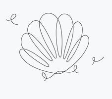 Sea shell ocean creature drawing in pen line style on white background vector