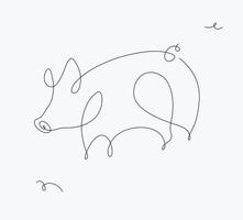 Pig drawing in minimalism pen line style on white background vector