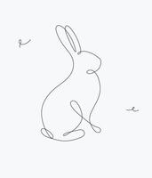 Rabbit drawing in minimalism pen line style on white background vector