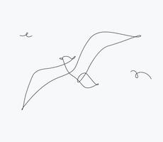 Seagull drawing in minimalism style pen line style on white background vector