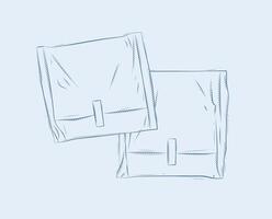 Women packed sanitary pads composition drawing on blue background vector