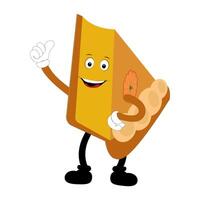 Cute illustration of a pie character in the form of a smiling slice with a raised thumb with cream topping waving happily. Various expressions, suitable for Halloween themed designs. thirty vector