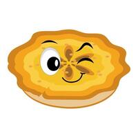 Cute illustration of a smiling pumpkin pie character with a happy face. A variety of expressions, suitable for Halloween themed designs. vector