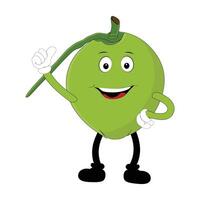 Set of green coconut fruit cartoon character, Mascot poses with smile expression Isolated design Illustration, twenty nine vector