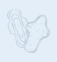 Women regular and reusable sanitary pads composition drawing on blue background vector