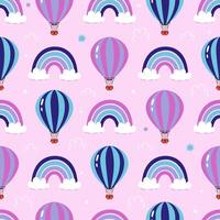 Seamless pattern of balloons and rainbows. graphics. vector