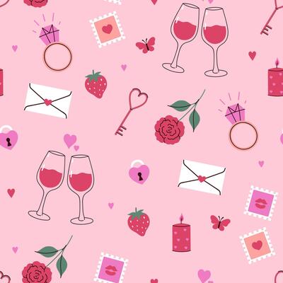 Seamless pattern of valentine's day elements. graphics.